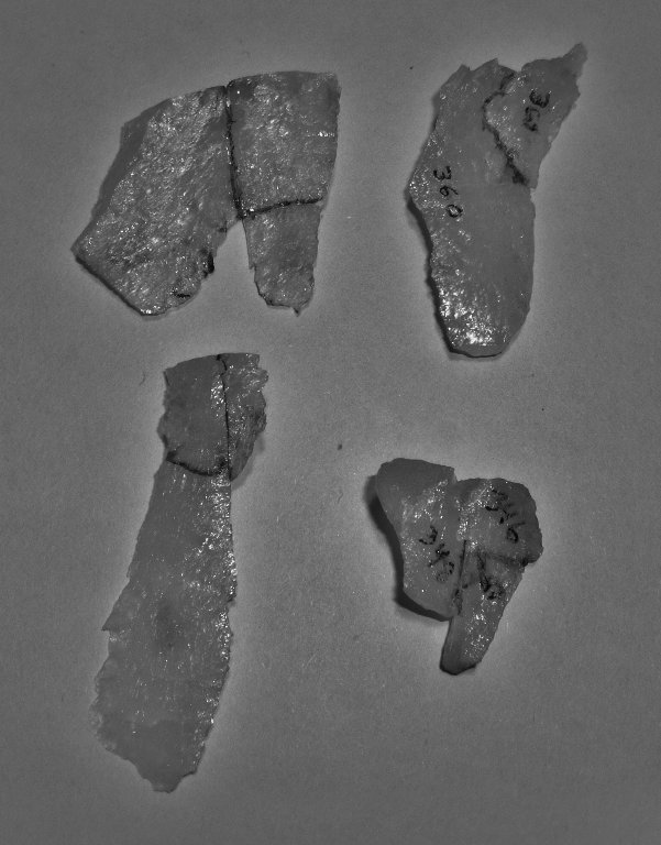 Refitted quartz fragments.