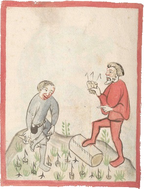 Unbekannter Autor, mögl. Johannes Hartlieb?: Kriegsbuch und (Konrad Kyeser?): Bellifortis. Süddeutschland/Österreich um 1411. Österreichische Nationalbibliothek Wien, Cod. 3069, Fol. 21v